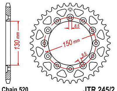 Звезда ведомая ст. JT, JTR245/2.43 XL250 Degree