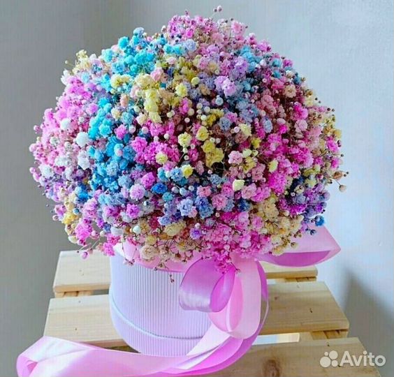 Букет гипсофилы в коробке