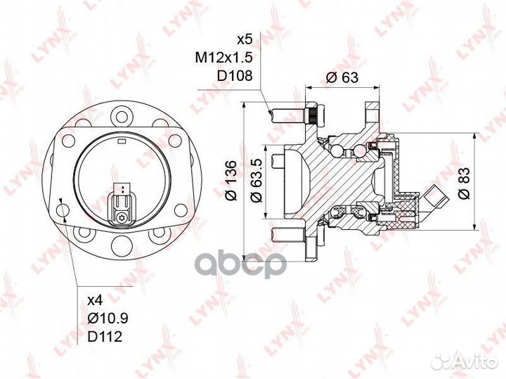Ступица колеса зад прав/лев WH1226 lynxauto