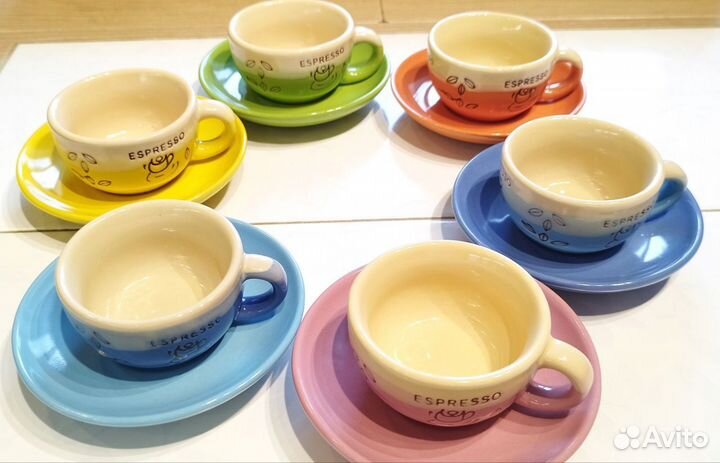 Набор кофейных пар эспрессо(60мл *6 шт), подставка