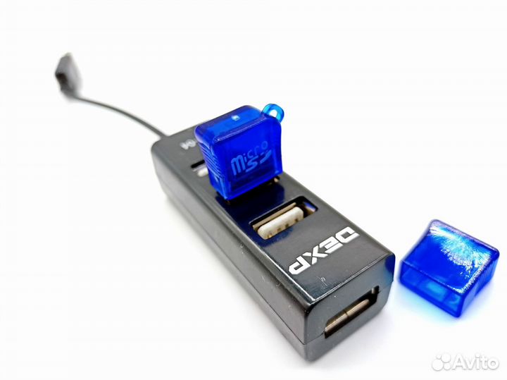 Переходник/card reader/USB-MicroSD/Синий