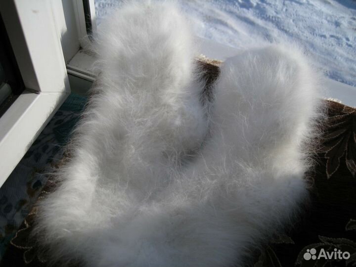 Носки супер теплые пуховые пинетки кролик ангора