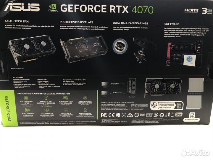 Видеокарта asus GeForce RTX 4070 Dual