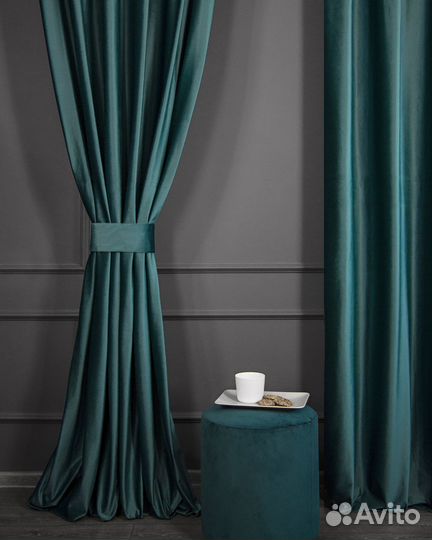 Шторы бархат Беллиссимо темно-бирюзовый новые