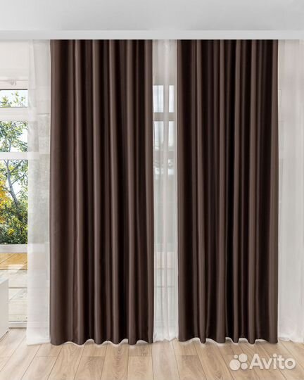 Шторы блэкаут Амадео каштановый новые пошив