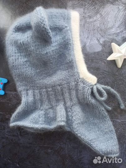 Шапка шлем с ушками синий на заказ