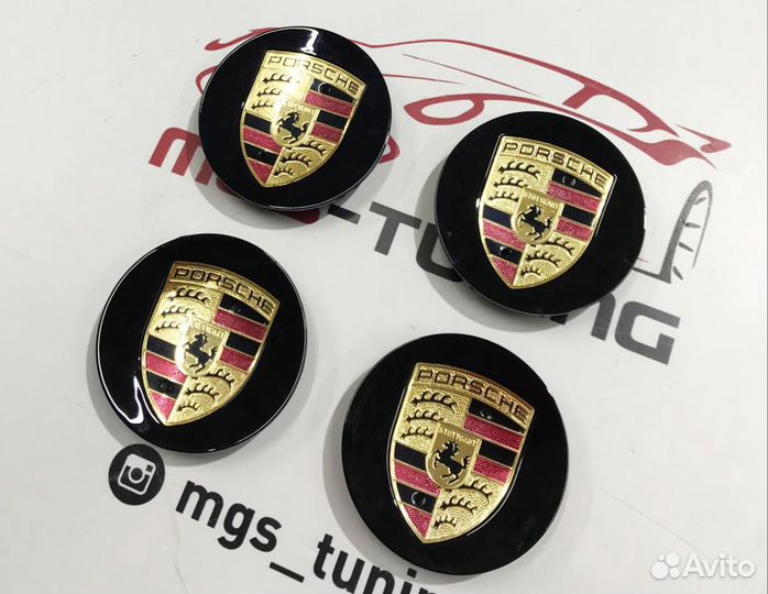 Колпачки в ступицу Porsche черные 76м. 4 шт