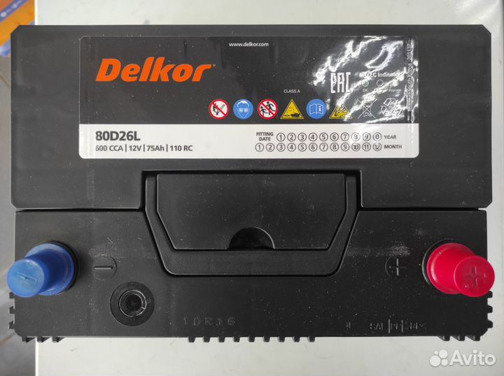 Аккумулятор 75Ач Delkor 600А 80D26L азия обратный