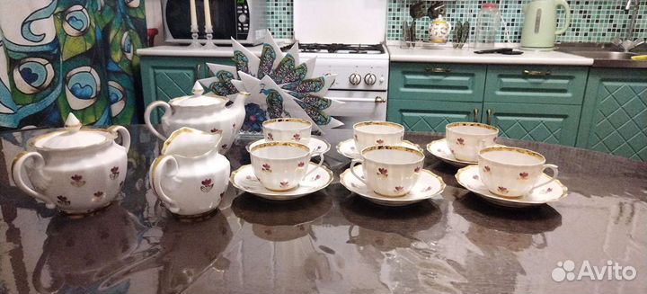 Посуда СССР. Чайный сервиз. Костяной фарфор