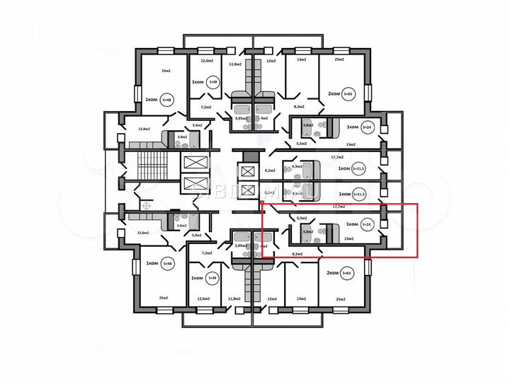 Квартира-студия, 23,7 м², 19/25 эт.