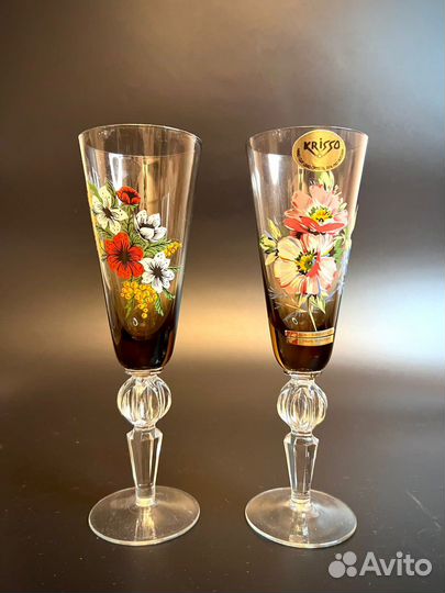 Фужеры (бокалы) «Суздаль» времен СССР с рисунками