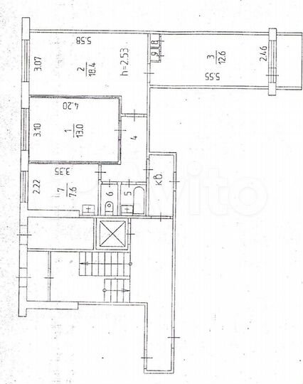 3-к. квартира, 60,3 м², 1/9 эт.