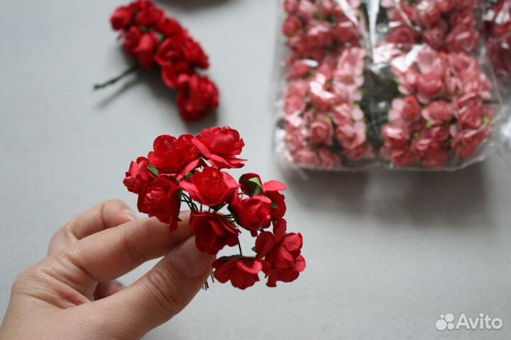 Бумажные цветы для скрaпбукинга Mини розы цветы