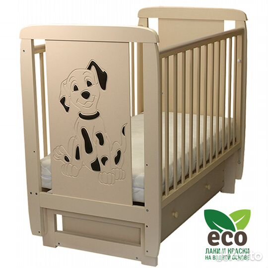 Детская кроватка 04 Дружок 3D (белая)