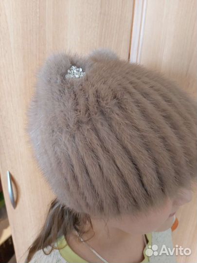 Шапка норковая женская кошечка