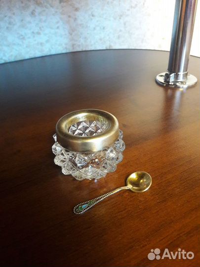 Солонка хрусталь с серебром 875