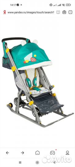 Санки Ника 7 2 - Лисичка, изумрудный цвет