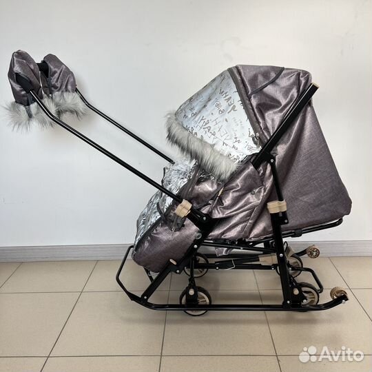 Санки коляска со светоотражающей вставкой