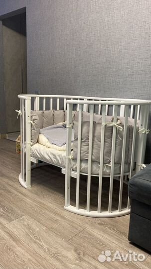 Детская кроватка трансформер круглая