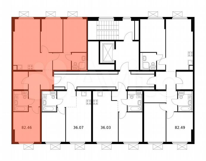 3-к. квартира, 82,5 м², 2/9 эт.