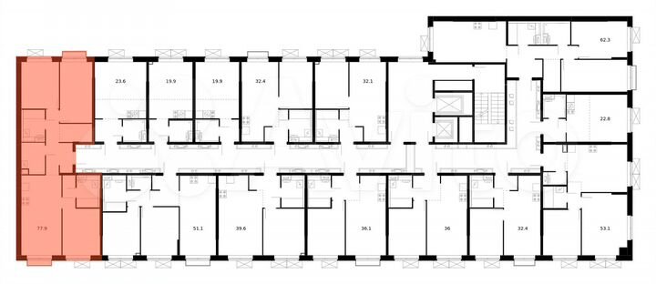 3-к. квартира, 77,9 м², 2/9 эт.
