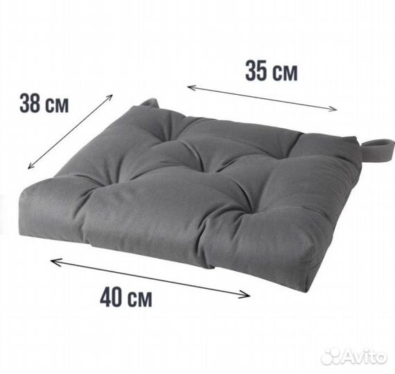 Подушка на стул икеа Малинда, 40х38х7 серый, IKEA