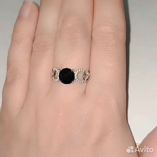 Серебряное кольцо с нат. сапфиром17,17,5 размер