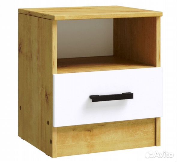 Эко Тумба прикроватная Дуб Вотан Белый гладкий