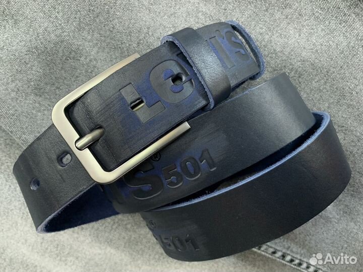 Кожаный ремень Levi's 501 Blue