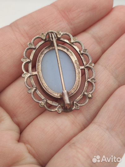 Брошь серебро камея бакелит сер. XX в. №17 4