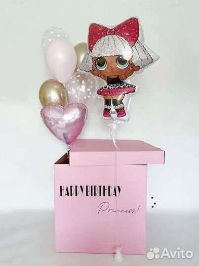 Коробка сюрприз с воздушными шарами