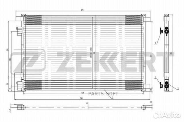 Радиатор кондиционера Renault Grand Scenic II 04- Megane II 02- Scenic II 03- zekkert MK3045