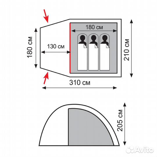 Палатка Apache 3 (V2) (зеленый) 