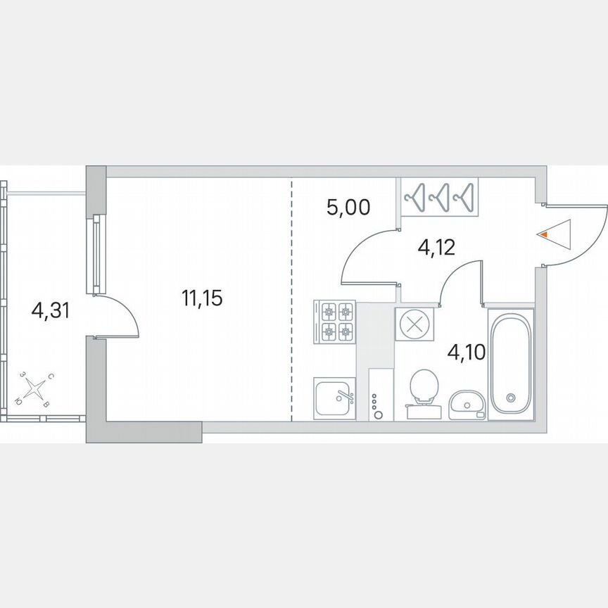 Квартира-студия, 25,7 м², 8/8 эт.