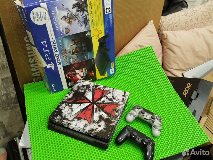 Sony PS4 Slim /1TB/ + 2 Геймпада + Игры + Коробка