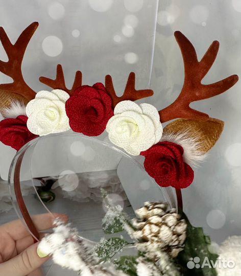 Ободок олененок ушки оленя новогодний