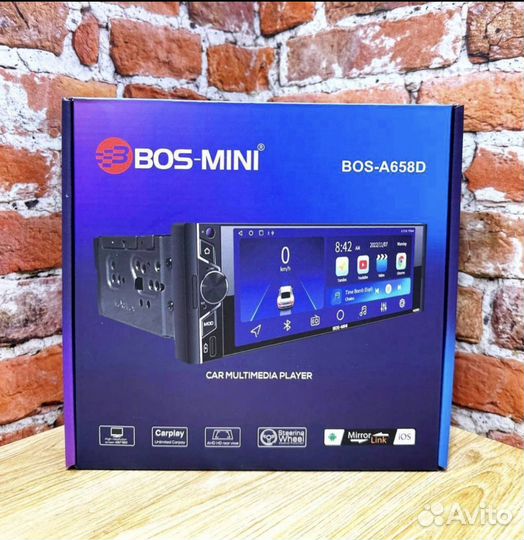 Автомагнитола bos-mini bos-a658d 1din с крутилкой