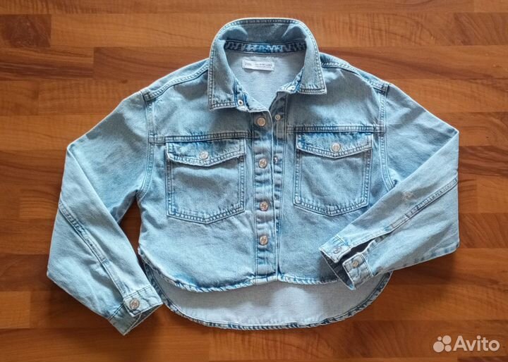 Джинсовая куртка рубашка Zara xxs-xs