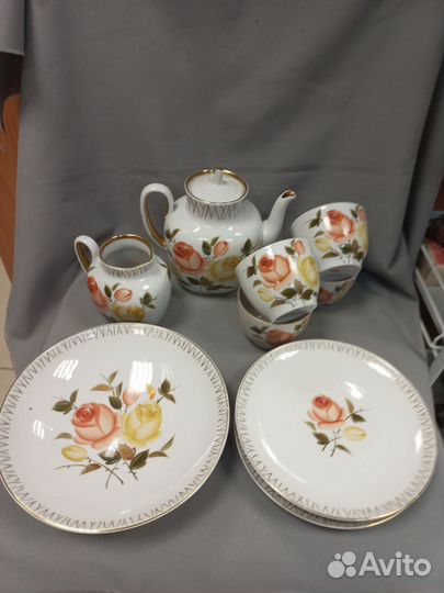 Сервиз чайный Букет чайных роз Фарфор лфз