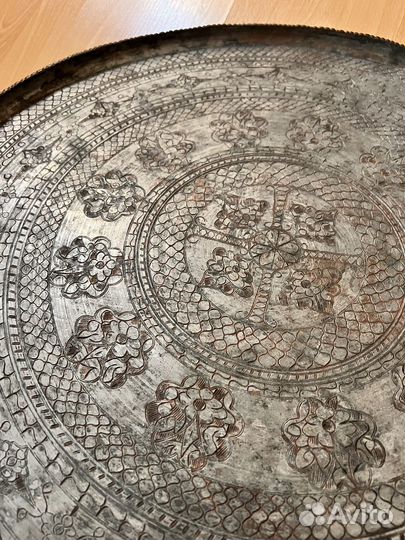 Поднос старинный медный