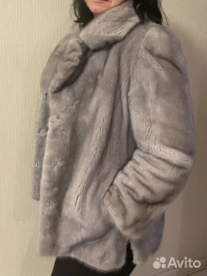 Норковый полушубок, голубая норка, 44-48р