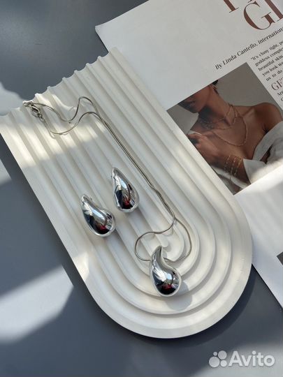 Серьги и кулон капля