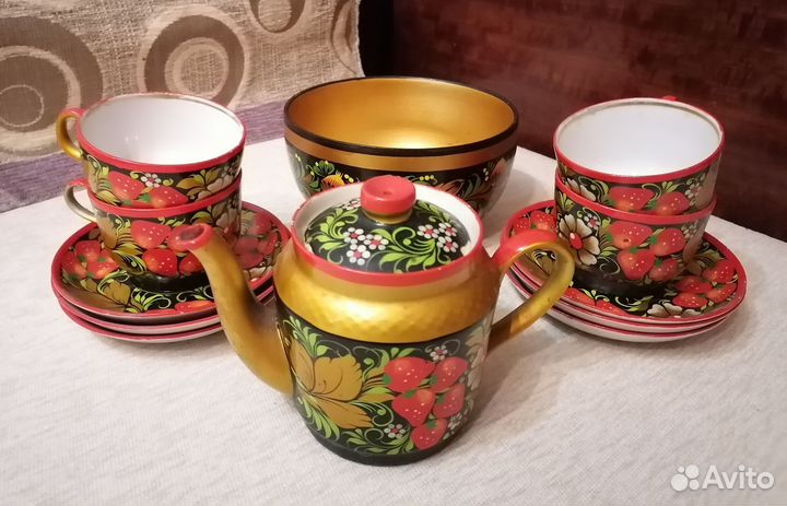 Чайный сервиз хохлома СССР, сервис из Польши