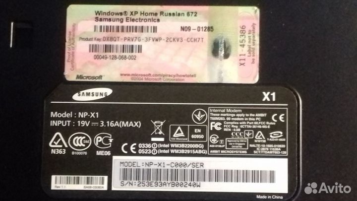 Ноутбук samsung NP-X1-C000 Windows XP