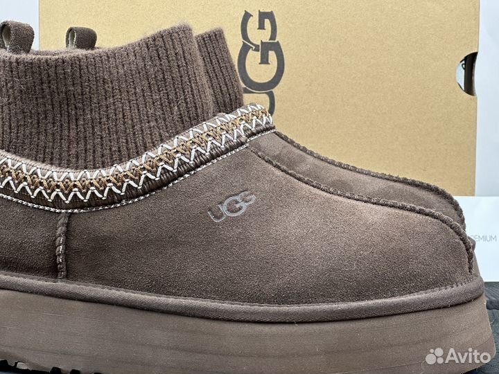 Угги UGG Tazz Knit с носком шоколадные