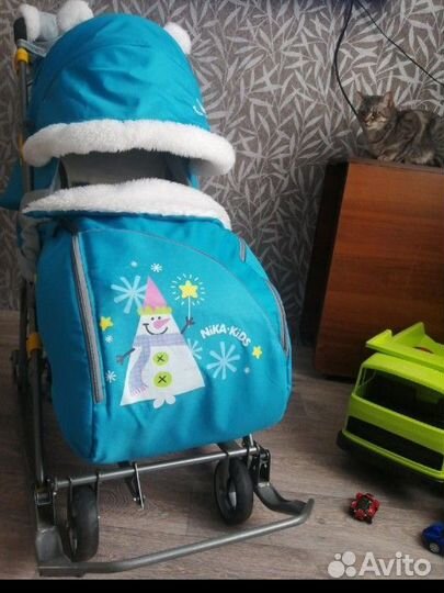 Детские санки коляска с колесами