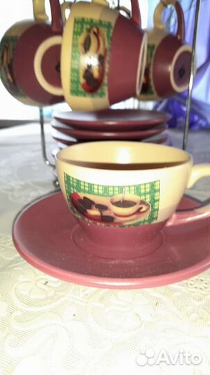 Чайно кофейный сервиз, керамический, новый