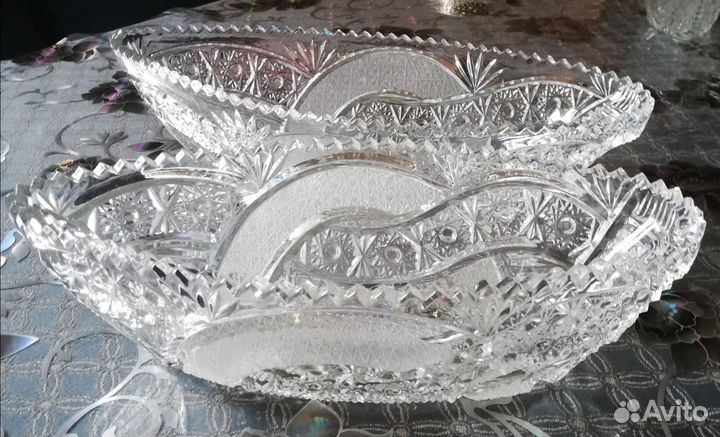 Хрустальные вазы ладьи Bohemia времен СССР