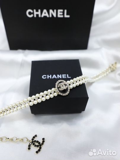 Колье чокер из натурального жемчуга Chanel