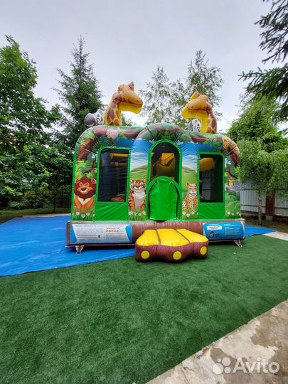 Детский надувной батут с горкой На целый день